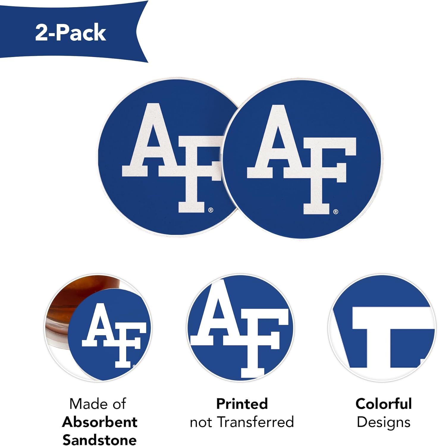 砂漠のサボテン アメリカ空軍士官学校 カーコースター Fightin Falcons USAFA 吸収性砂岩 カーカップコースター