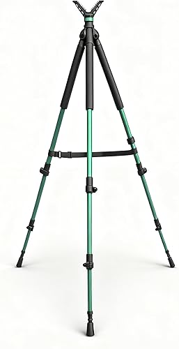 Vista 7 de HUNTPAL Hunting Tripod Shooting Stick Gun Rifle Crossbow Shooting Rest with Removable 360° Horizontal Rotation and 90° Swing Leg, Aluminum Matt