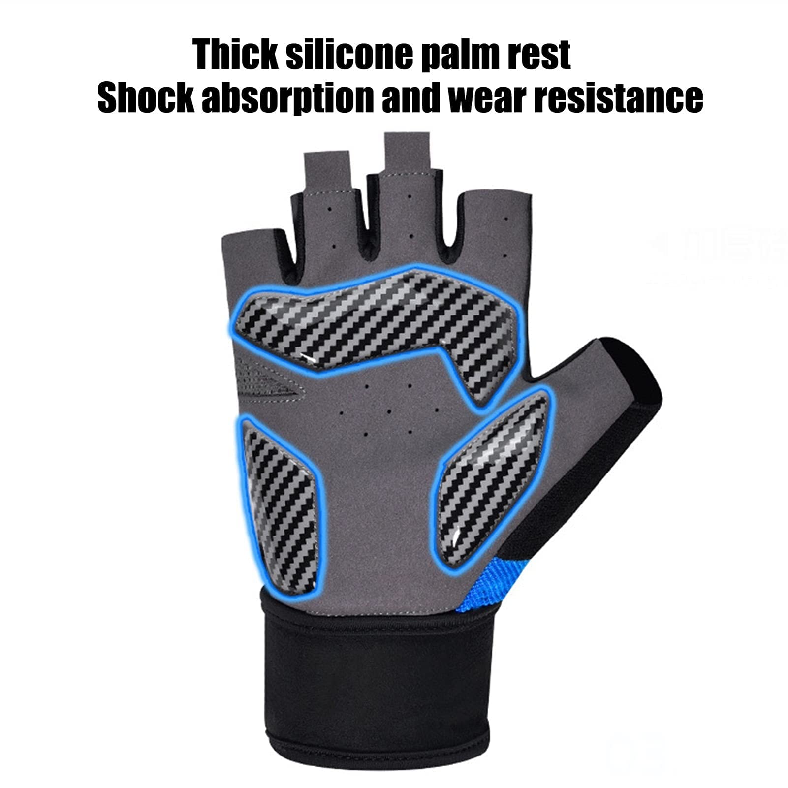 Guanti da guida senza dita, Guanti sportivi, Guanti mezze dita, Guanti for sollevamento pesi for uomo Donna Guanti da palestra Protezione Mezze dita Traspiranti con supporto for il polso(Blue,XL)