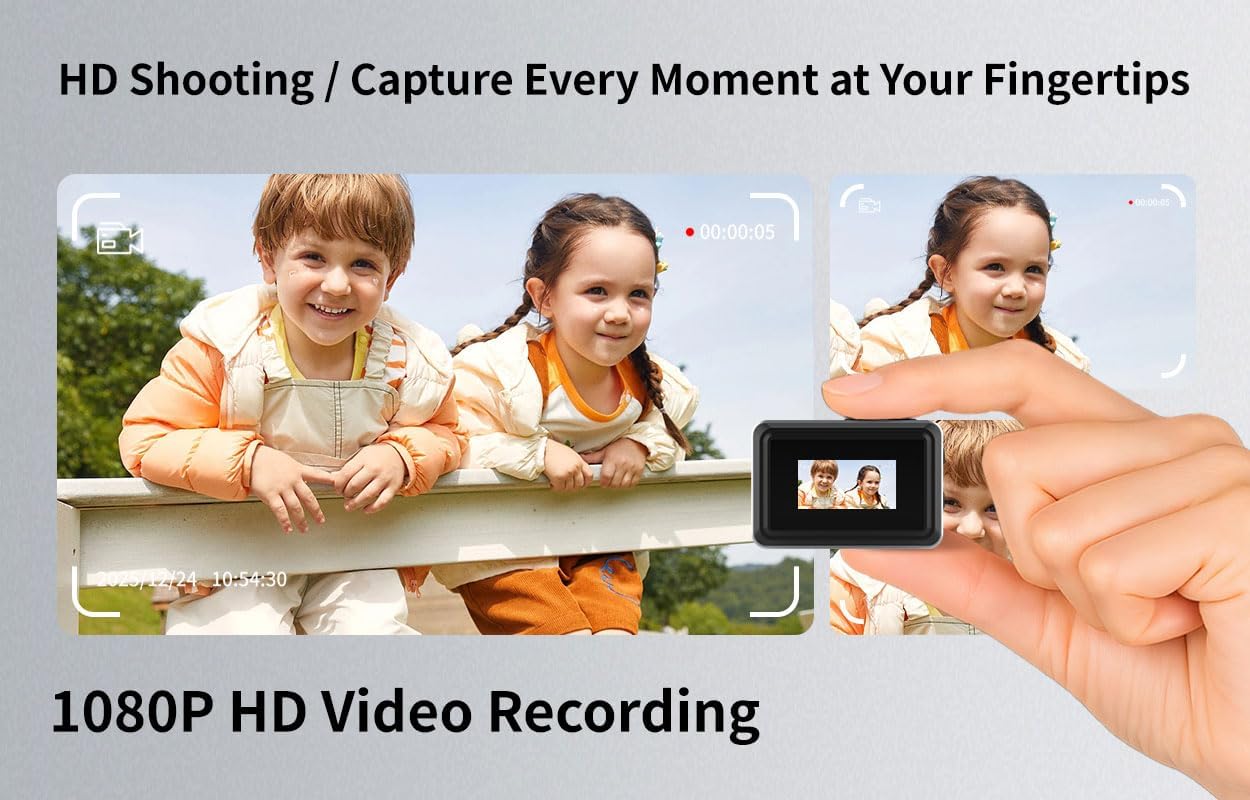 Retro Mini Digital Camera 1080P HD Video Recorder，Portable Keychain Video Camera with 32GB Card,and 0.96”IPS Screen,Ultra-Portable Tiny Camera for Travel Photography/Vlog/Night Shots (Silver)