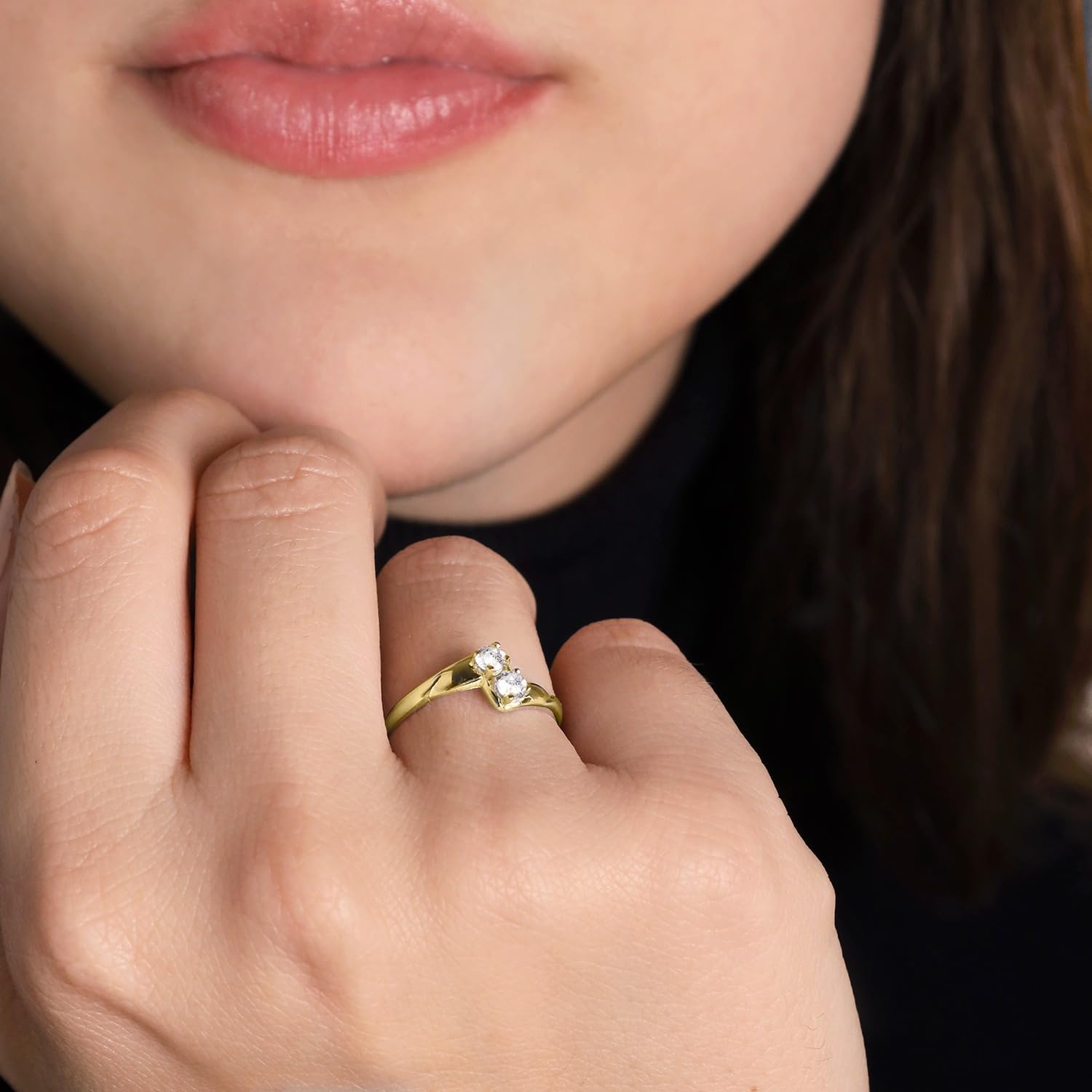 forme di Lucchetta - Yellow Gold Ring with Sapphires 0.06cts - Sizes 5 to 9, Authentic Italian Womens Ring Jewelry from Italy