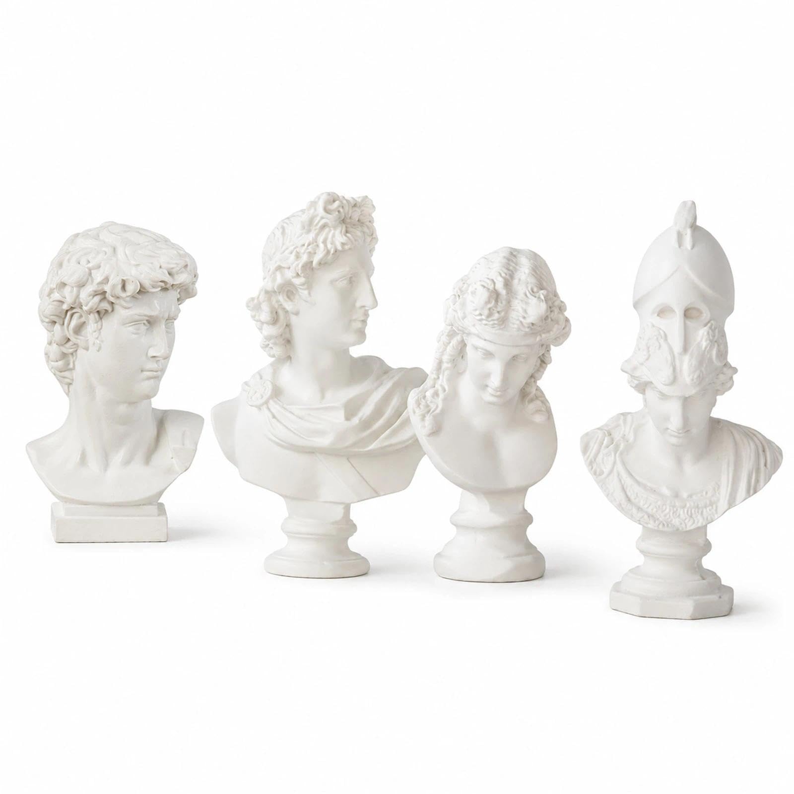 Figurines miniatures buste grec LOGOFUN en résine pour l'art et l'esquisse x4
