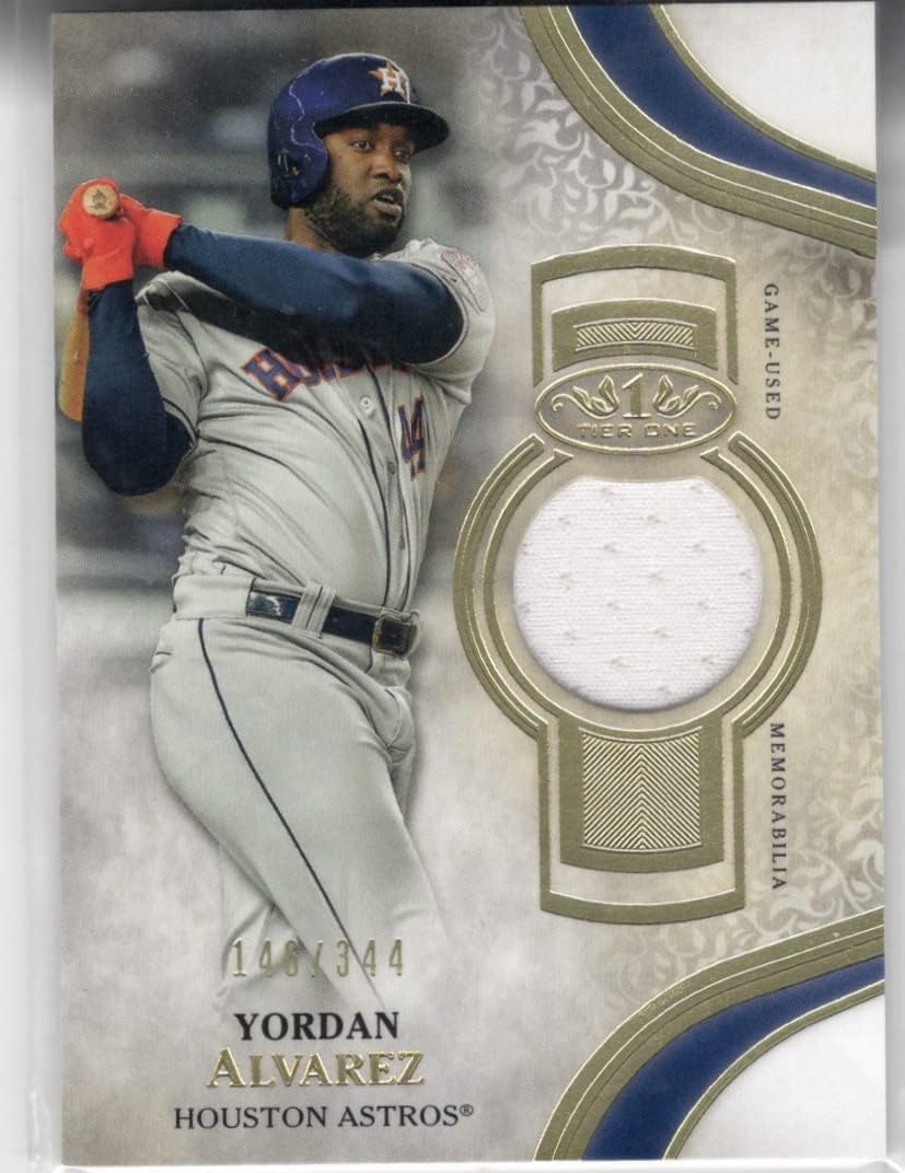 Yordan Alvarez Serial Numbered #146/344 Parallel Game Used Single Jumbo Relic Memorabilia Jersey Collectible Baseball Card - 2021 Topps Tier 1 Collectible Baseball Card #T1R-YA (Astros)