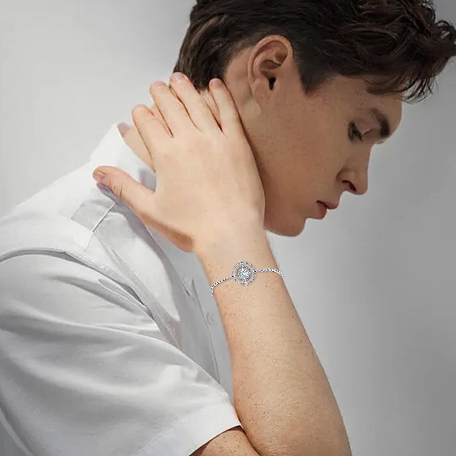 Kompass Armband 925 Sterling Silber für Damen und Herren
