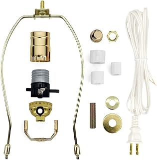 Creative Hobbies Lamp Kit for Liquor Bottles, Wine Bottles - Includes All Adapters, Socket, Cord and Harp (Gold)