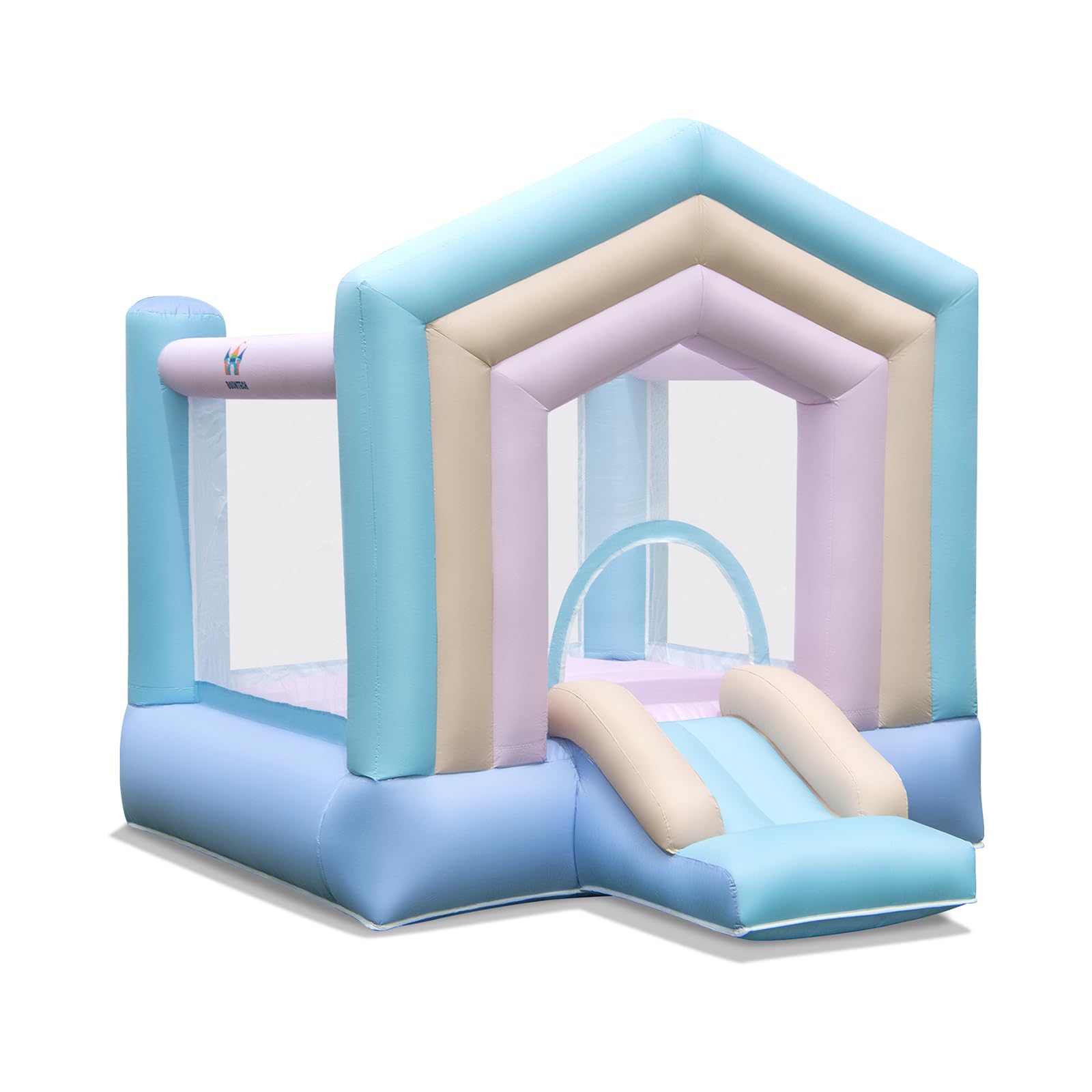 GLACER Bounce House, Inflatable Jumper with Slide, Basketball Hoop, Basketball, Bouncing Area, Carry Bag, Repair Kit, Indoor Outdoor Blow Up Castle Bouncy House for Backyard, Party (Without Blower)