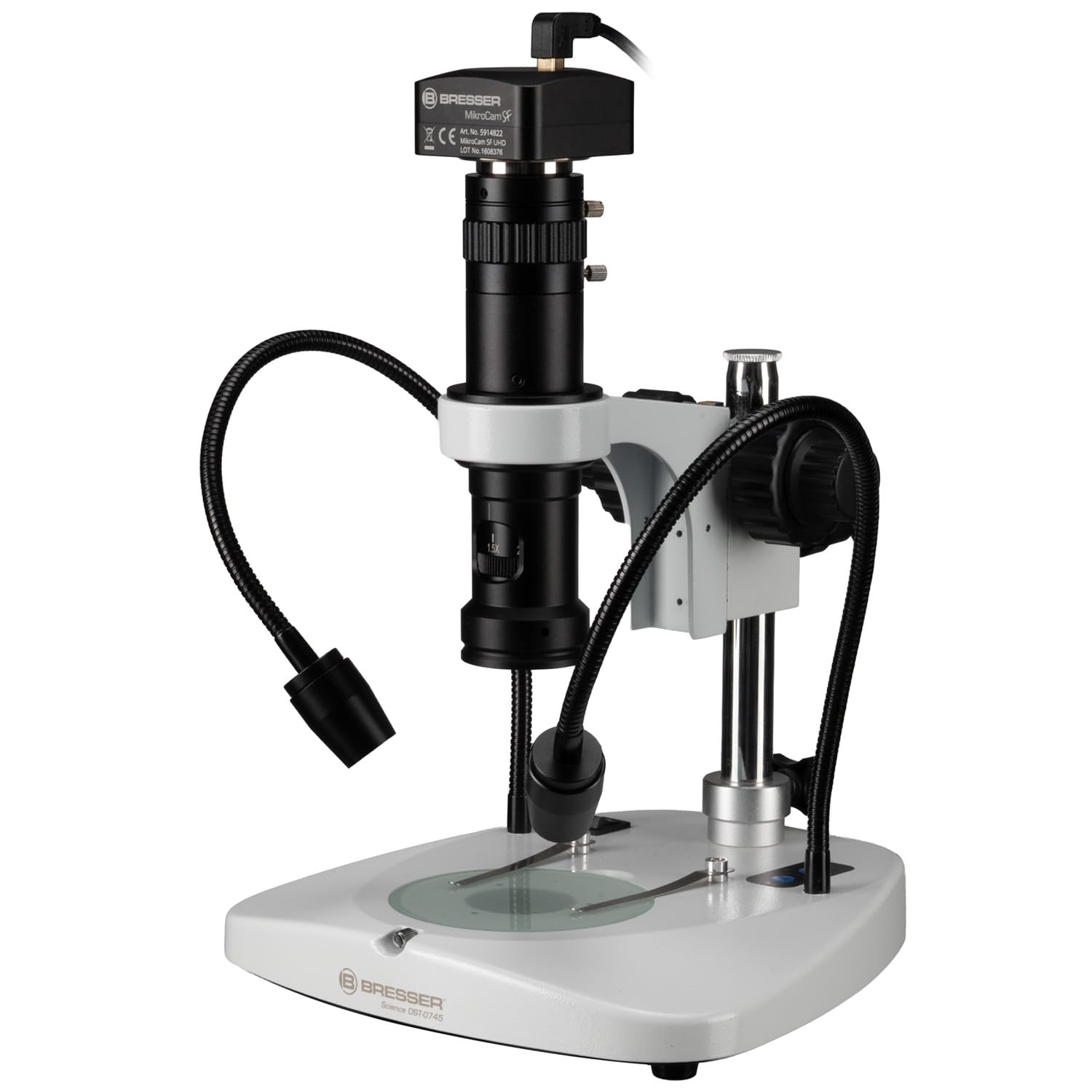 Bresser Mikroskop-Set mit MikroCam SF UHD Kamera, Zoom-Optik 0,7X-4,5X, C-Mount-kompatibel, ideal für Messungen und Qualitätsprüfungen