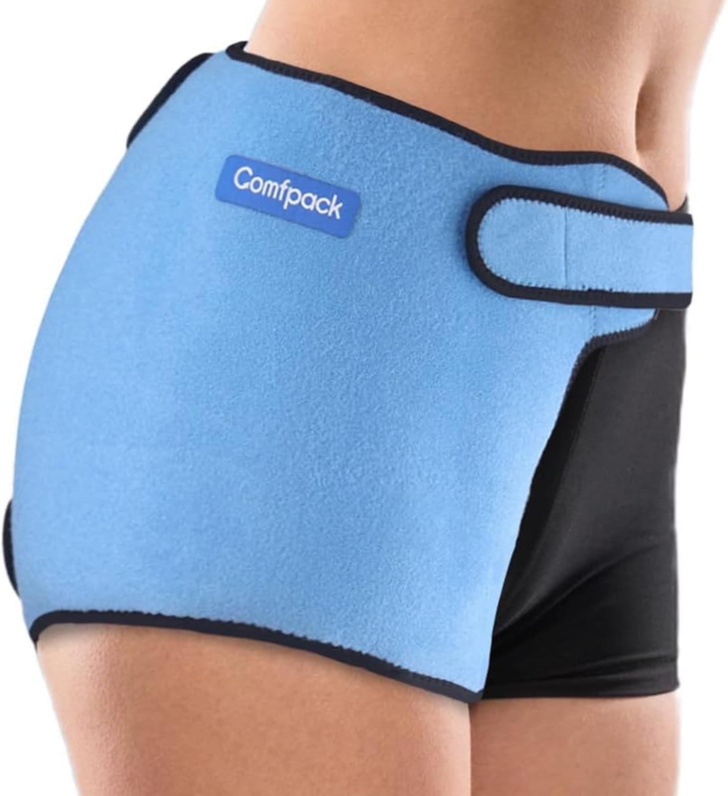 Comfpack Hip Ice Pack Wrap Hip Brace, Gel Cold Compression Sleeve for Injuries, Replacement Surgery, Sciatica, Bursitis, Hip Flexor Pain, Hamstring, 1 Gel Ice Pack