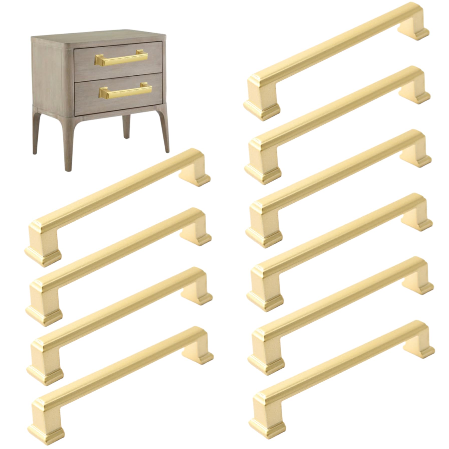 Manijas de oro para gabinetes de cocina y cajones en oro cepillado, pack de 10 unidades con tornillos
