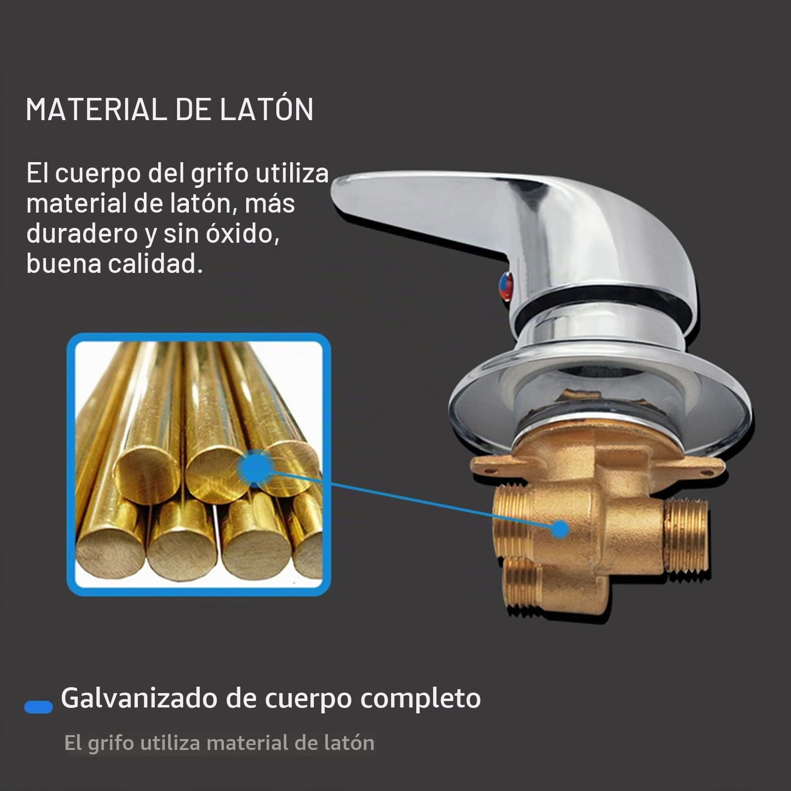 1 Vía Salida Engranaje Rosca Tornillo/Intubación Grifos Ducha Latón Frío y Caliente Desviador Mezclador para Vapor Cabina Baño, Conector G1/2 Válvula Mezcladora Agua, Cartucho Cerámica (Temperatura)