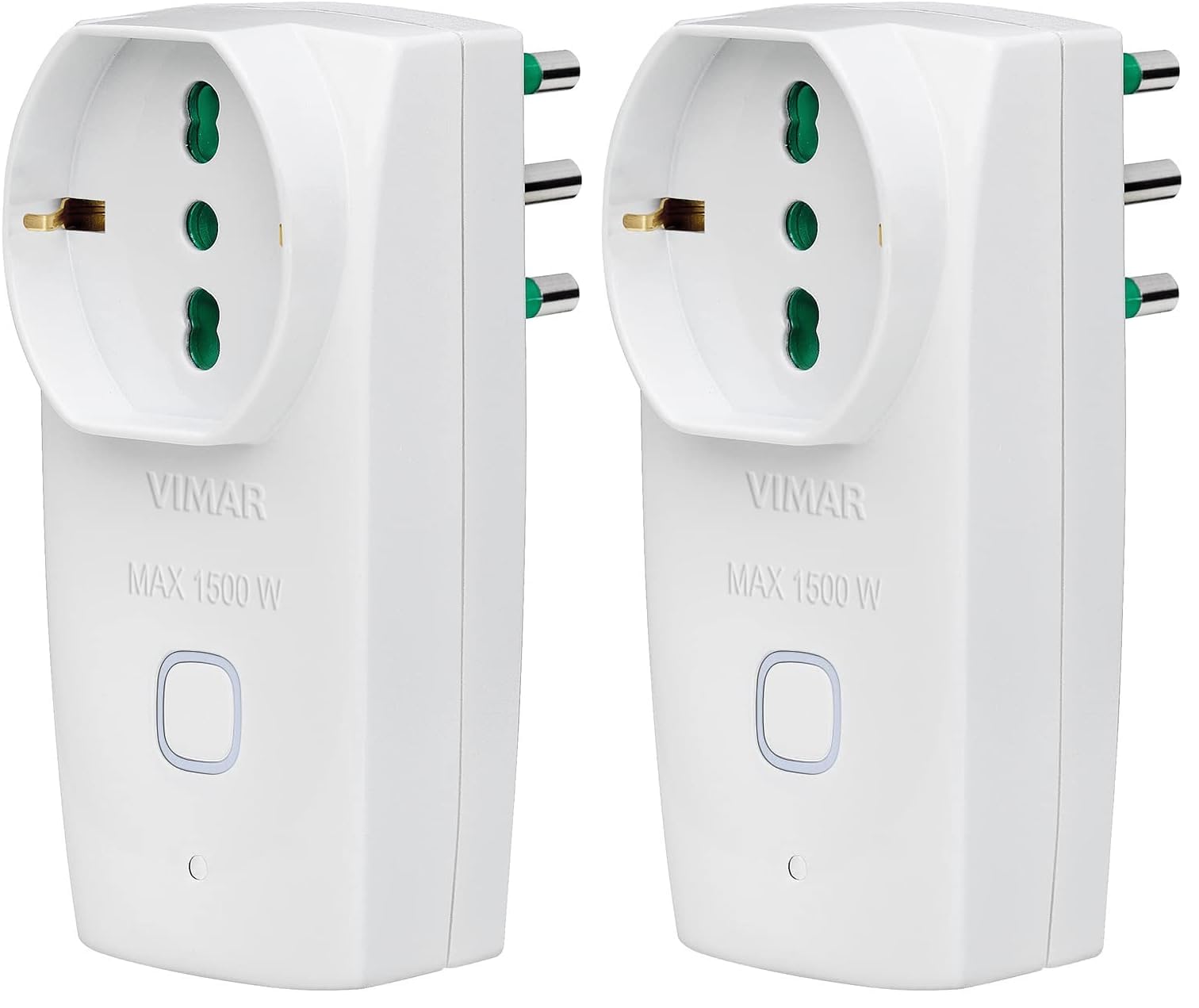 VIMAR Presa intelligente WiFi 00335.B, adattatore multiplo compatibile con Alexa e Google home, spina 16A, presa universale da 16A, comando vocale e telecomando con App View, Bianco (Confezione da 2)