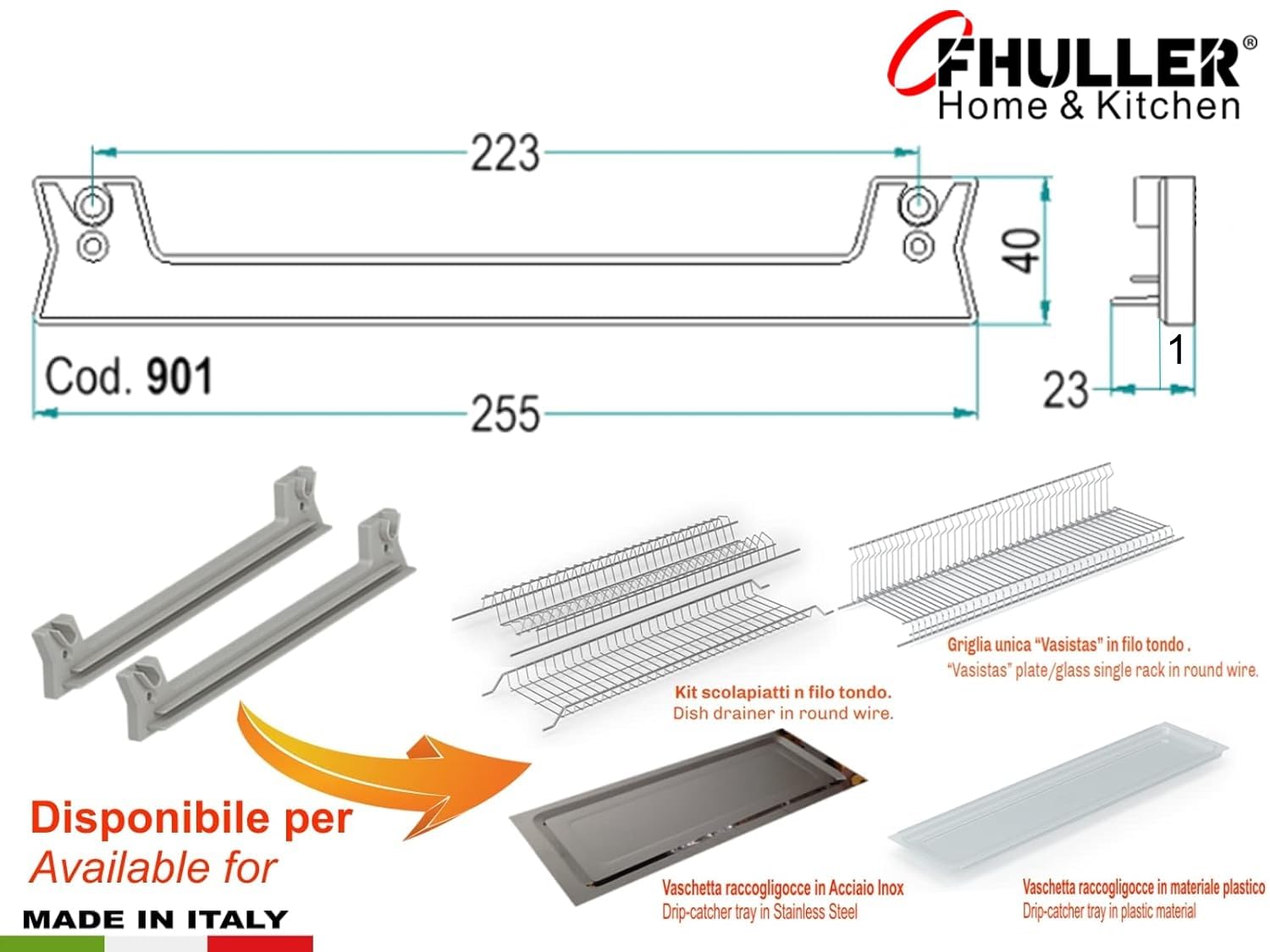 Staffa Scolapiatti In Plastica Rinforzata - Supporto Per Vaschette Raccogligocce, Coppia - Foto 7