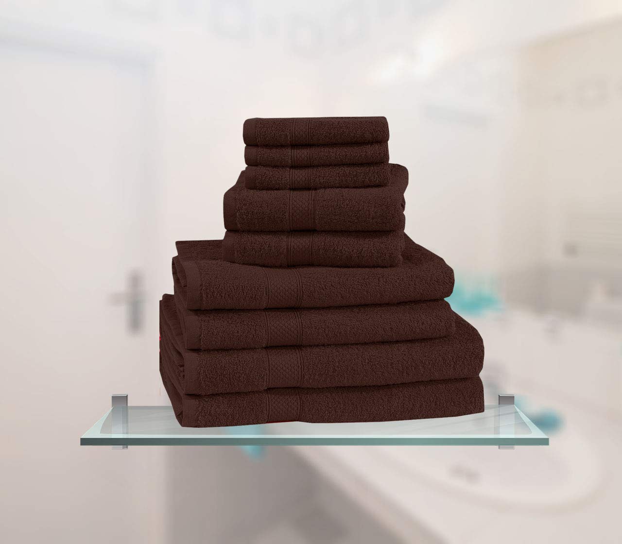 Northern Luxe 8 pcs Pure Luxury 600GSM 100% Woven Cotton Soft Plusy and Fluffy Towel Bale Set (Brown-Choc)