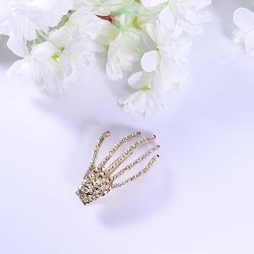 Miniatura 6 de Beaupretty Pinza para el pelo de esqueleto punk, pinzas góticas de esqueleto, pinza de pelo de hueso con pinza de diablo, pasadores de cocodrilo