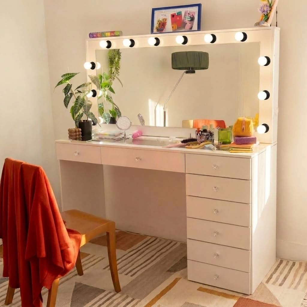 Photo 1 of Boahaus Cleo Vanity Desk with Mirror and Integrated Power