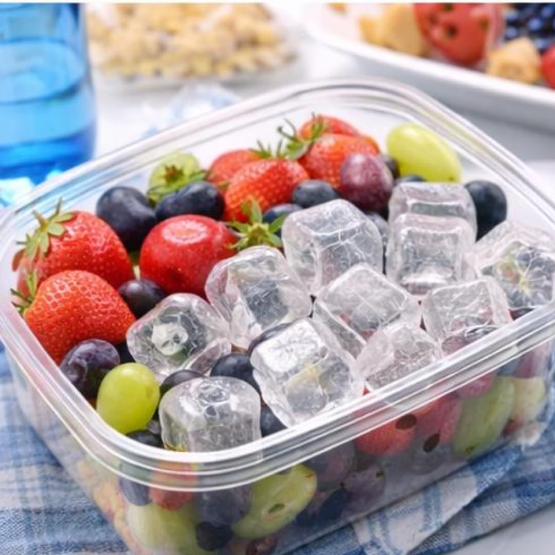 Cubetti di Ghiaccio 10pz Riutilizzabili Per Rinfrescare Bevande o Cibo - Trasparenti o Colorati - Per Bevande, Feste, Portamerenda, Gita, Mare,Piscina (CUBETTI TRASPARENTI) - 3