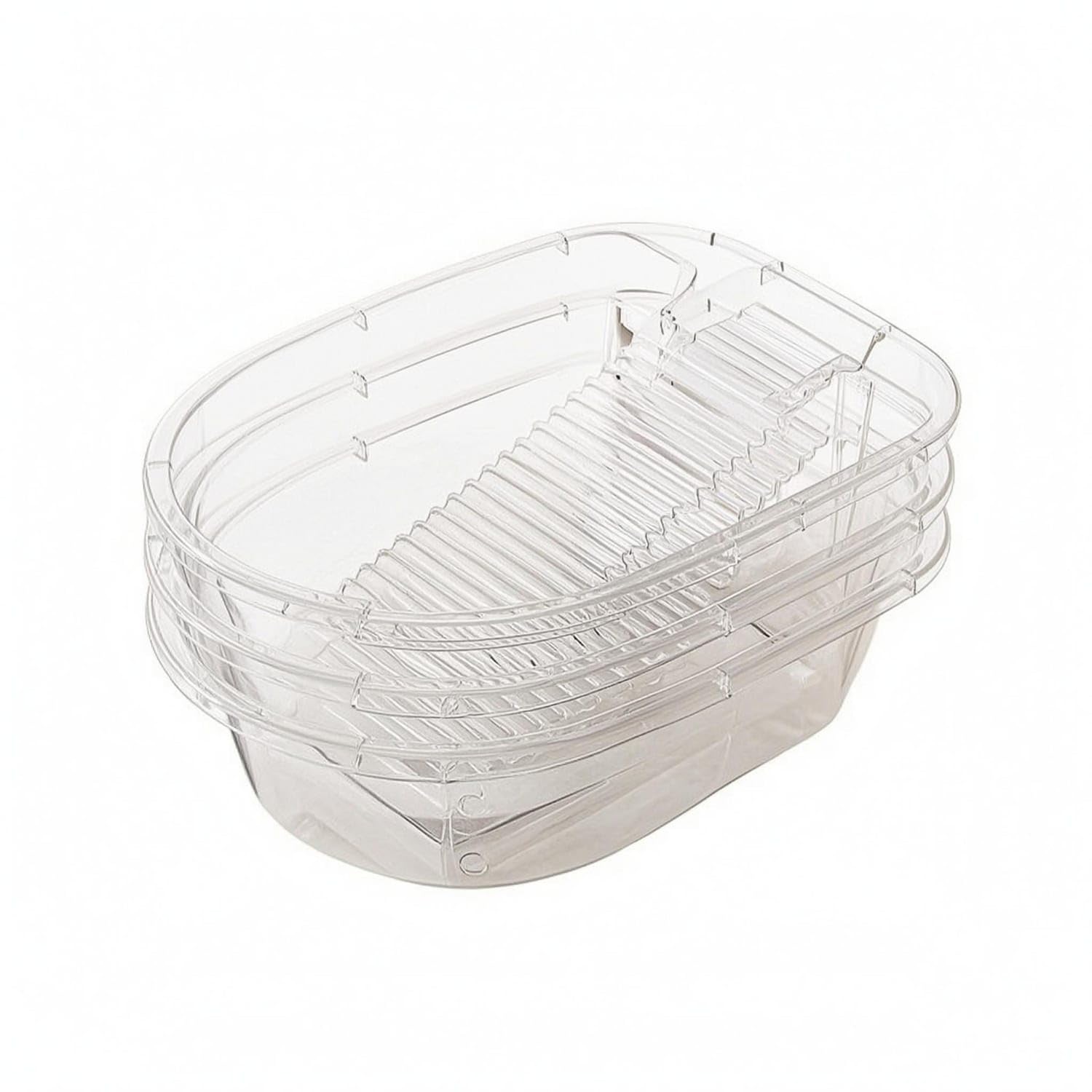 Thickened Laundry Basin Ribbed Washboard Basin Transparent Hand Wash Tub Oval-Rectangular for Household Use, White, M 3 Pack-image-6