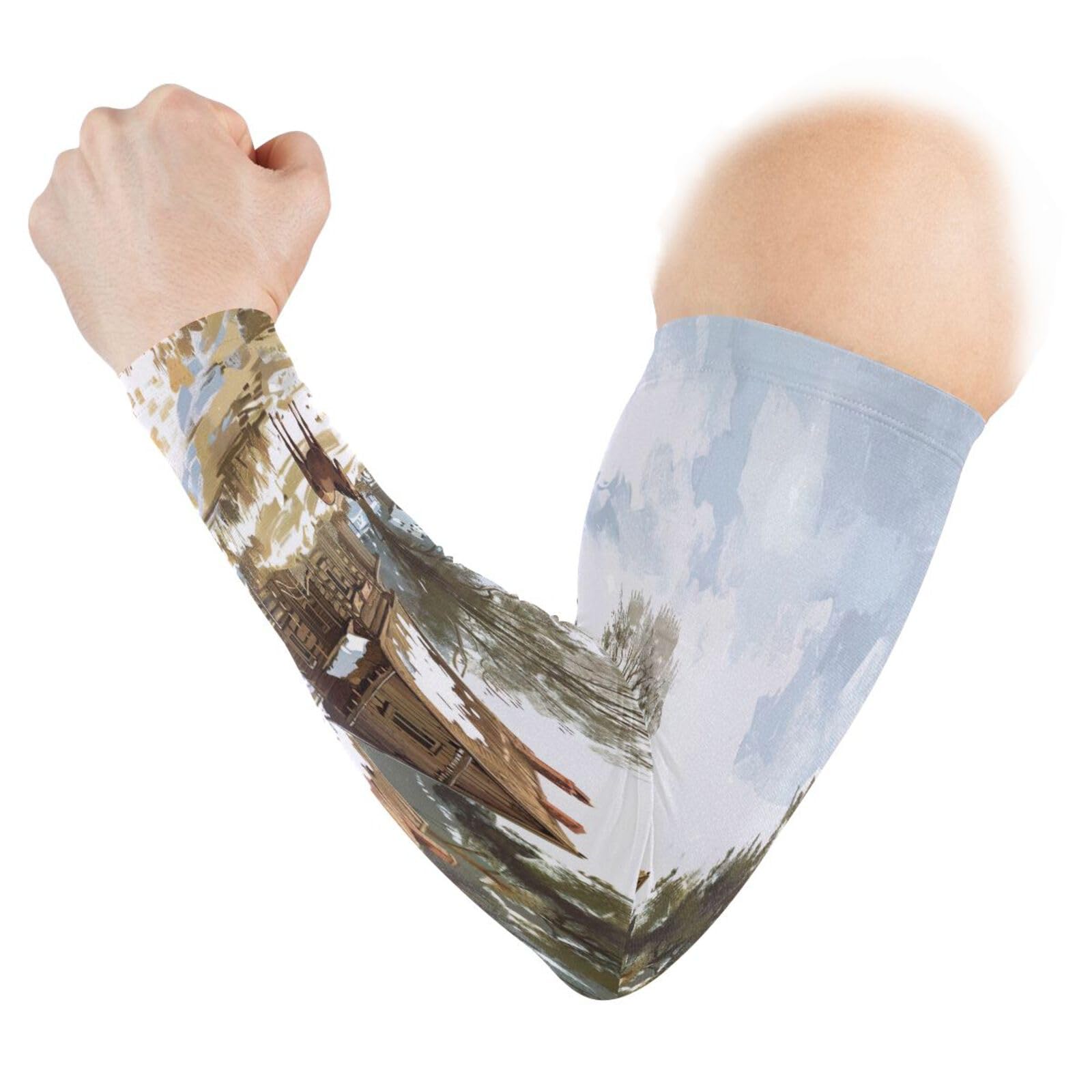 YEGAME Arm Sleeves for Men & Women, Vintage Farm 1 Pair Cooling UV Sun Protection Sports Compression Sleeves, UPF 50+ Basketball Tennis Cycling Arm Warmers, Breathable Tattoo Cover Sleeve