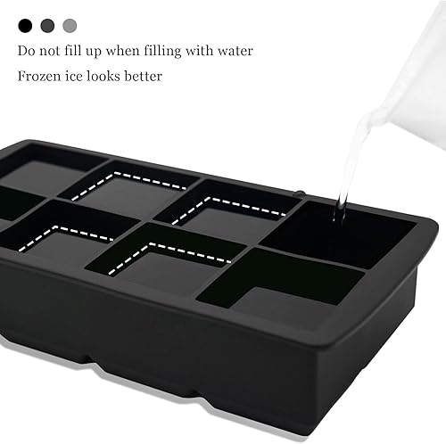 Miniatura 3 de Bongpuda - Bandejas grandes de silicona para cubitos de hielo para congelador, molde de bloque de hielo grande con asa, molde cuadrado para cubitos