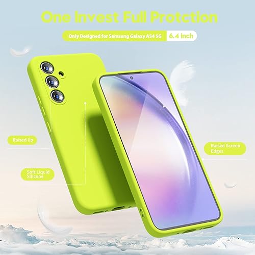 Miniatura 3 de oakxco Funda de silicona líquida para Samsung Galaxy A54 0.18 oz, color sólido brillante fluorescente, bonita funda protectora delgada de goma TPU