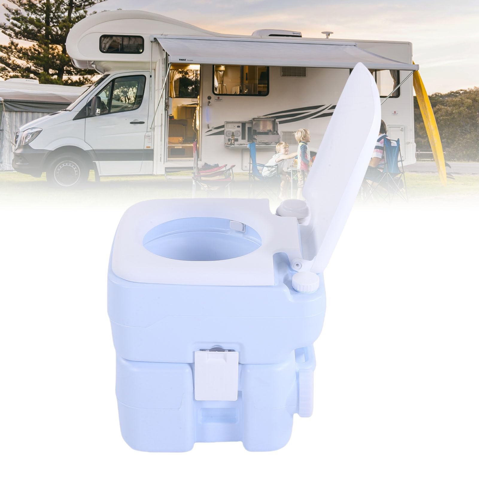 Inodoro Portátil para Acampar de 5,2 Galones, Diseño de Doble Sellado a Prueba de Fugas con Tanque de Residuos Desmontable Bolsa de Almacenamiento para Acampar Senderismo
