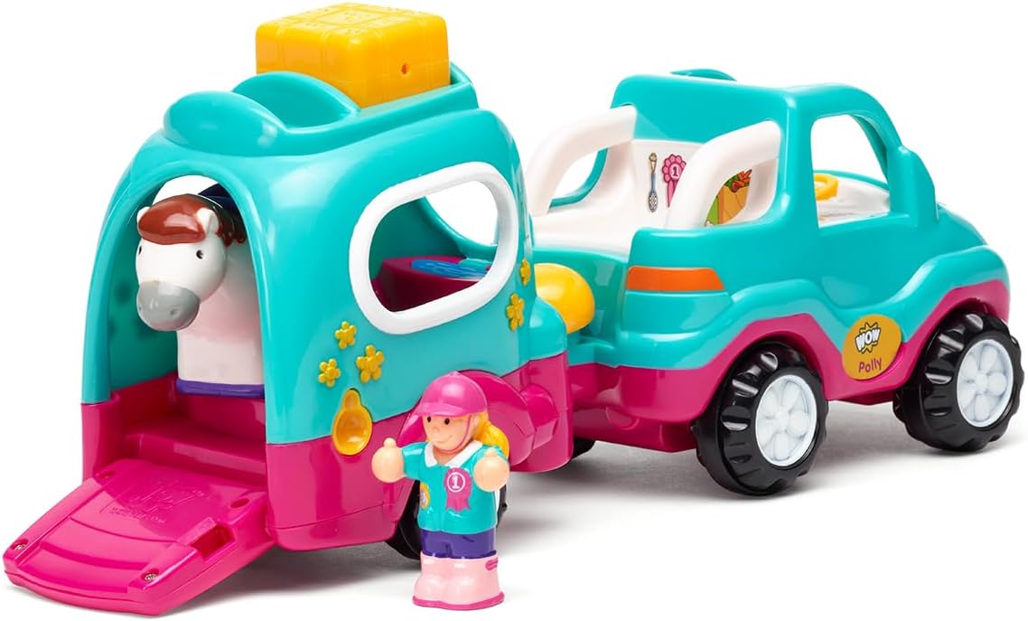 Wow Toys Polly’s Pony Adventure – Friction Powered Toy Car with Horse Trailer, Rider & Pony Figures | No Batteries, Durable Toddler Toy for Ages 1–5