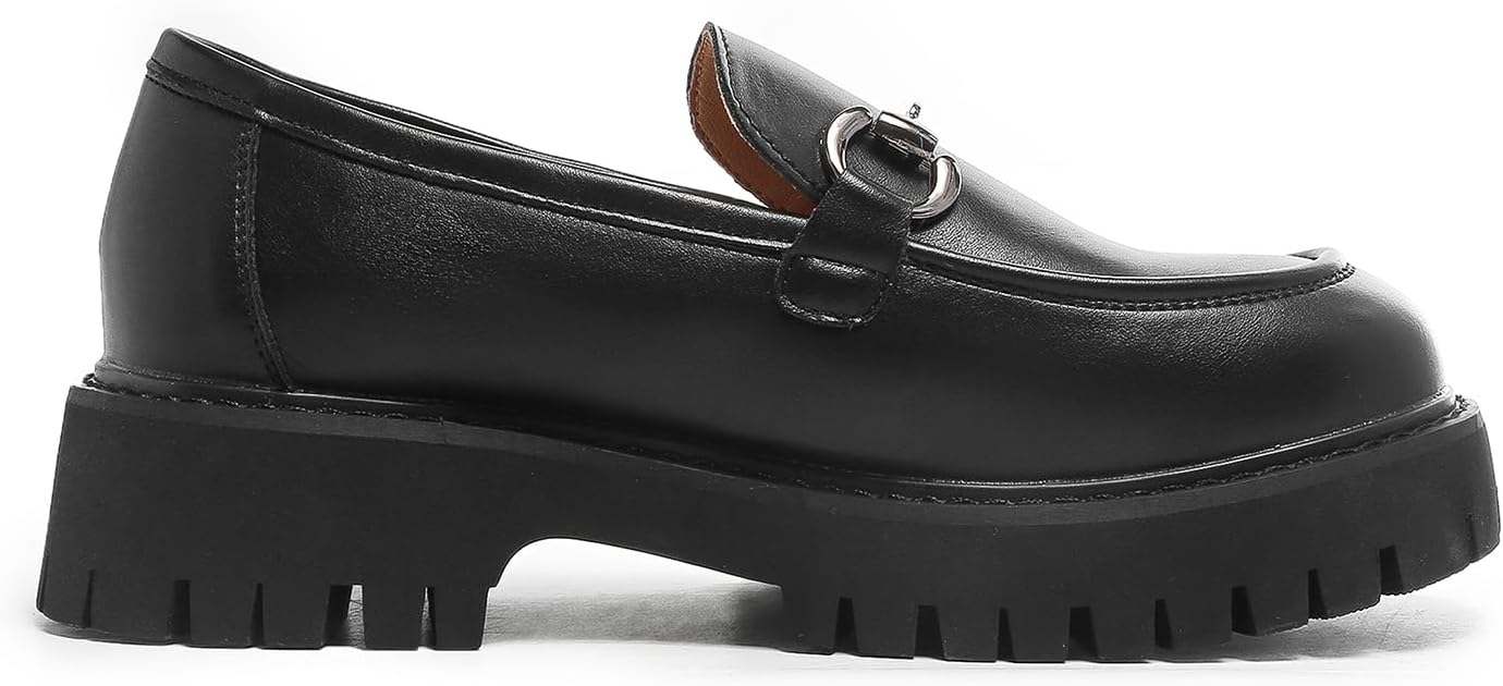 Chunky Loafers Women Platform Loafers for Women Chunky Heel Lug Sole Loafers for Women Slip ons Round Toe - Image 5