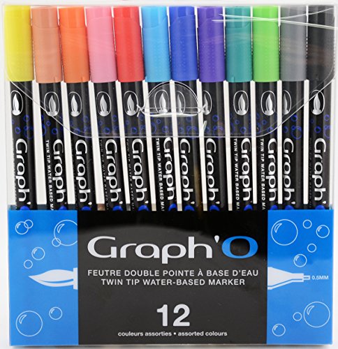 Graph'O Go00240 - Set Di 24 Pennarelli Essential 12 Marqueurs Couleurs Assorties