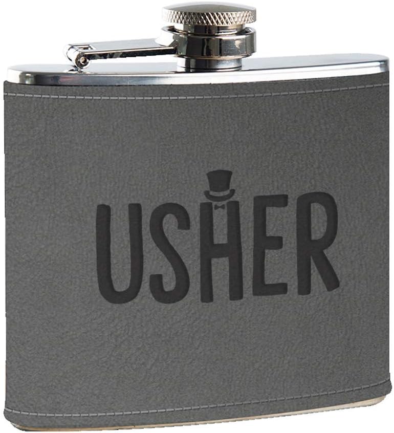 Usher Grey Hip Flask, Groomsman Gifts, Luxury Wedding Gifts, Party Presents from Bride and Groom