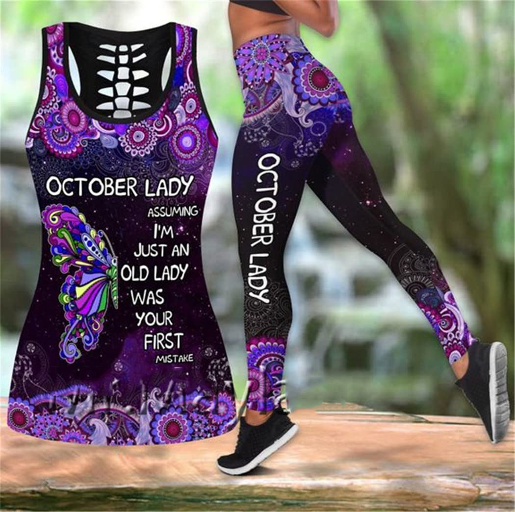 2-teiliges Freizeit-Sweatanzug, 3D-Druck, Schmetterling, hohles Tanktop, Yoga-Leggings, Jogging-Set, Activewear, Tanktops und Leggings, 52
