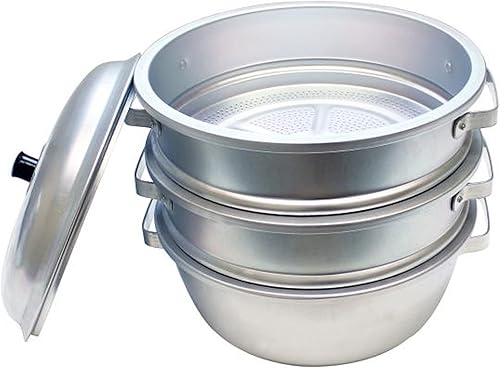 Juego de vaporizador de aluminio de 3 niveles de 11 38 pulgadas x 12 12 pulgadas, tamaño de agujero de 18 pulgadas, olla de vapor multiusos,