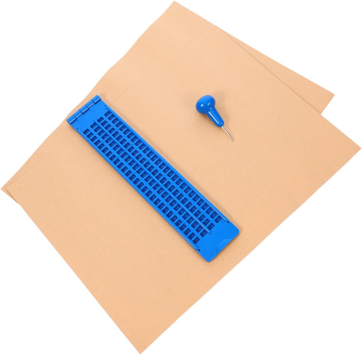 Braille Writing Board Kit 3 Practice Papers 27 Lines and 30 Stylus Points Plastic Braille Board for Blind Learning and Writing
