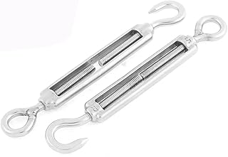 Aexit M5 5mm Fall Protection Thread 12cm Long Adjustable 304 Stainless Steel Eye Hook Turnbuckle Restraint Ropes & Lanyards 2 Pcs