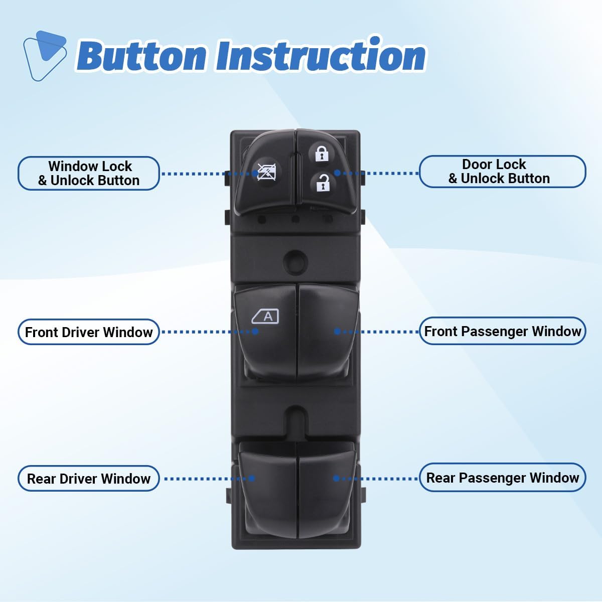 Power Window Switch Master Control Button Front Left Driver Side Compatible with Nissan Rogue 2014-2017, Nissan Altima 2013-2018, Replacement OEM 254013TA5A, 1S14450, DWS2104