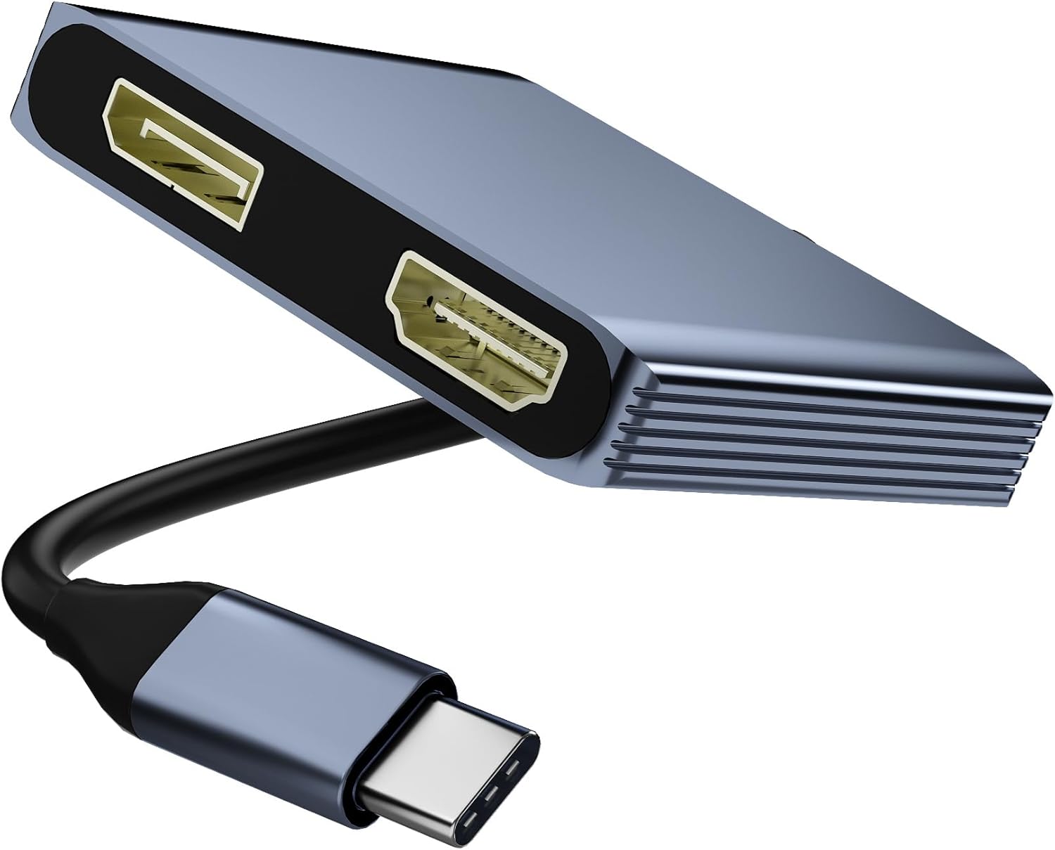 USB C to HDMI and DisplayPort Splitter Adapter 4K@60Hz, Dual Monitor Adapter for Extended Display with HDMI/DisplayPort/USB3.0/100W PD Fast Charging, Compatible with MacBook/Dell/HP/Lenovo