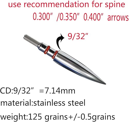Miniatura 2 de Field Point 100125150200 puntas de campo de grano, flecha de caza puntiaguda, puntos de tiro con arco, flechas roscadas atornilladas (1 docena de 12