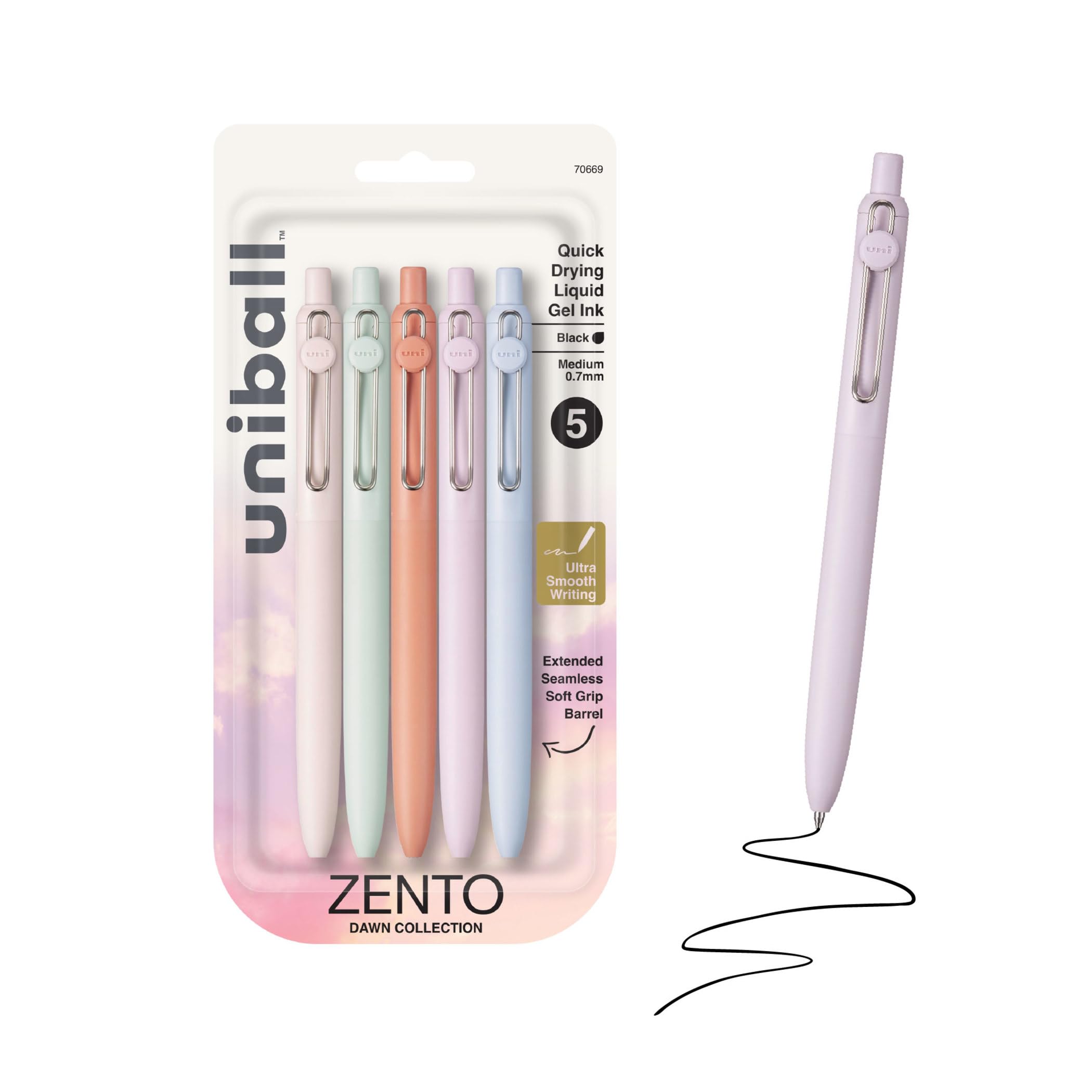 Amazon | uni-ball Zento ゲルインクローラーボールペン、5本の黒の