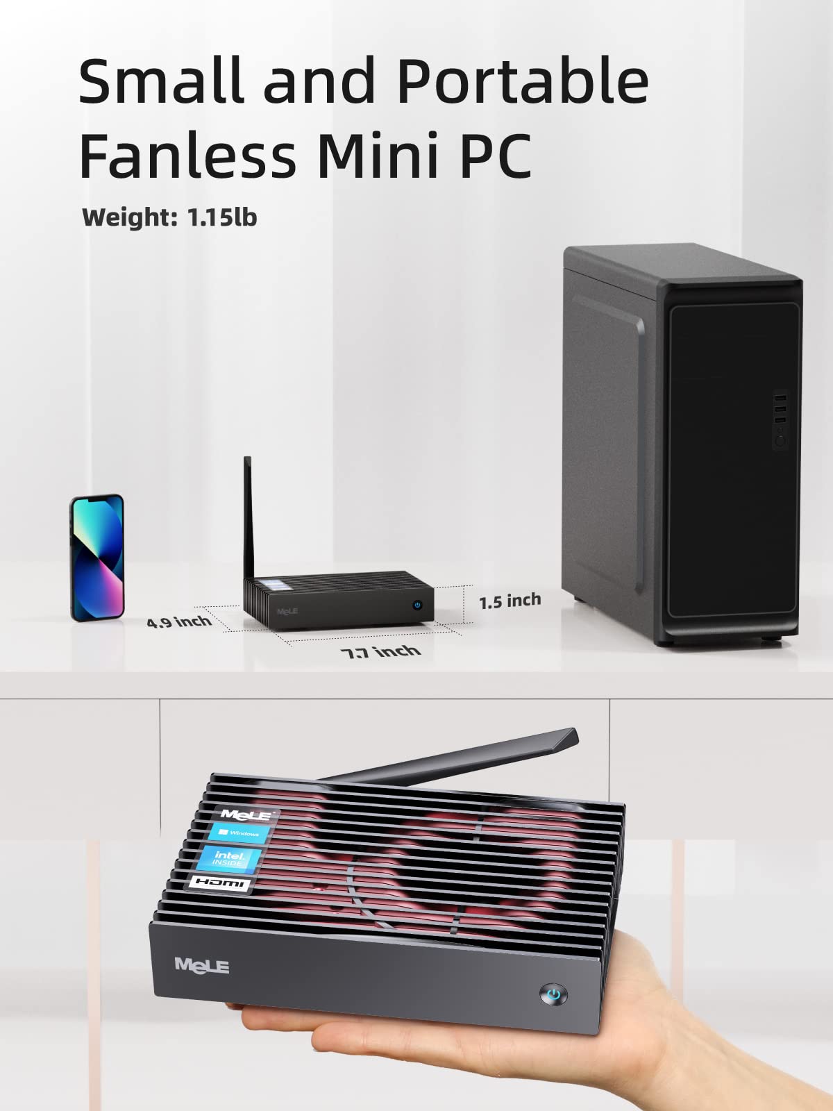 Amazon.co.jp: Fanless Mini PC,MeLE PCG35 Mini PC Windows 11 Pro