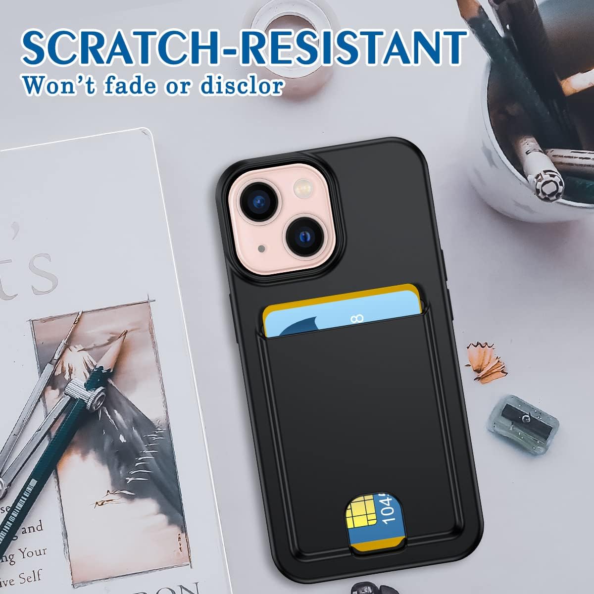 Petocase for iPhone 13 Wallet Case,Card Holder Slot Ultra Bling Slim Clear Flexible TPU Soft Silicone Protective Phone Case Cover for Apple iPhone 13 6.1inch Black - Image 6