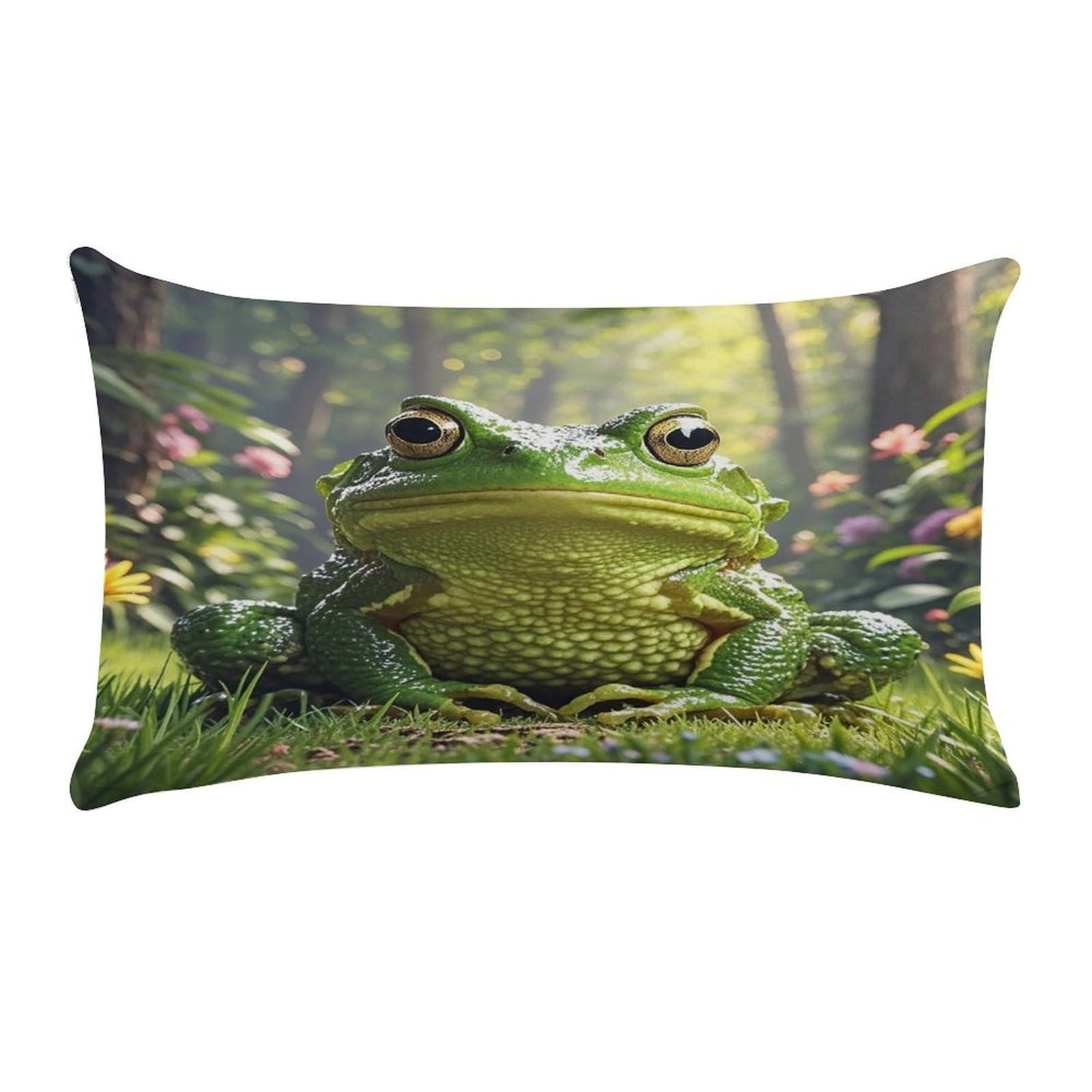 Frog Pillow Case Decorative Rectangle Throw Pillow Cover Soft Plush Pillowcase Cozy Cushion Case Modern Pillow Sham Cushion Cover for Bedroom Sofa Couch 20 X 12 Inch