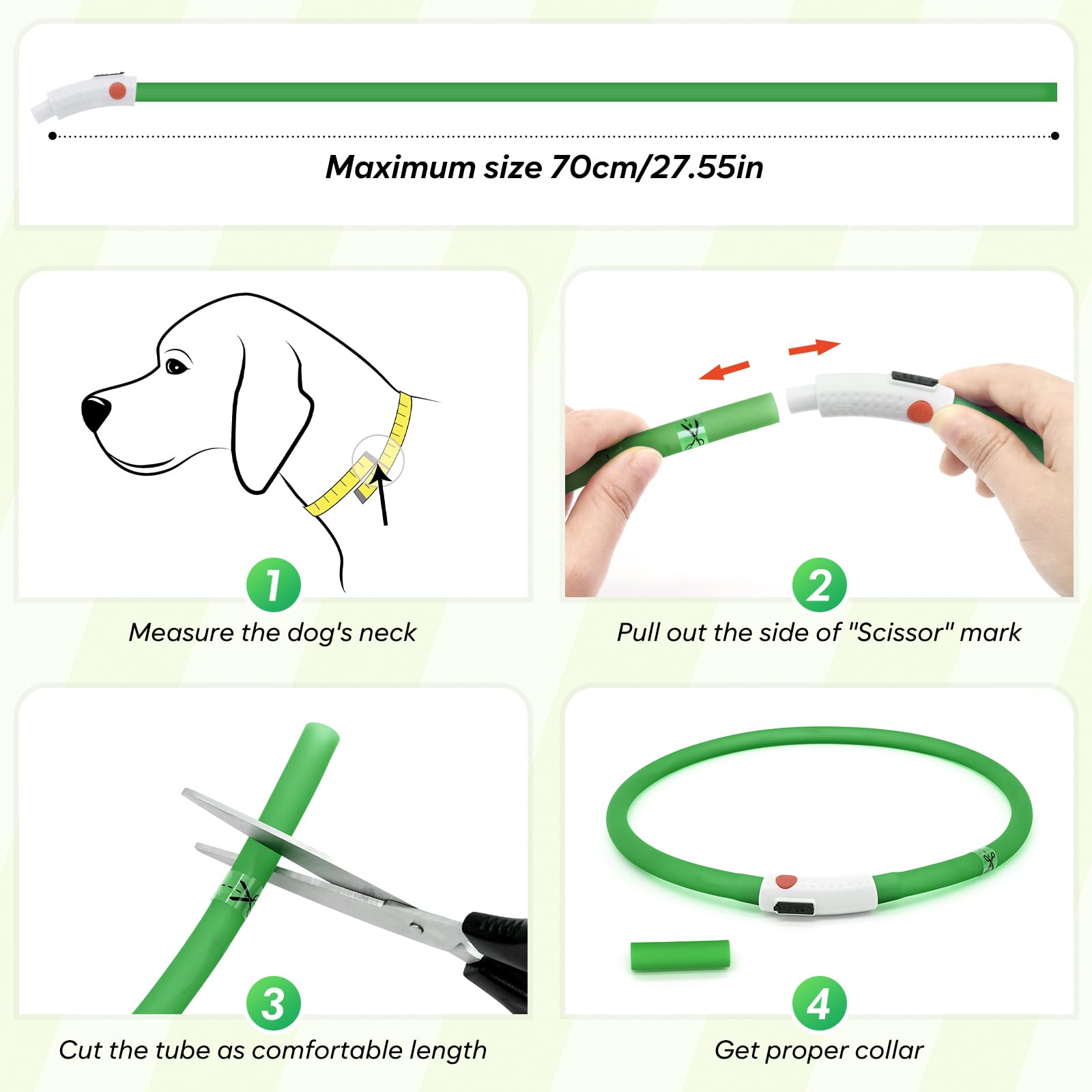 Ezierfy Light Up Dog Collar, Cuttable LED Dog Collar Rechargeable Water-Resistant Flashing Puppy Collar with 3 Flash Modes - Image 2