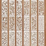 18 Pcs Large Flower Border Stencils for Painting, Reusable Plastic Leaf Cake Decorating Stencils for Baking, Hollowed Floral Edge Painting Templates for DIY Wood Wall Tile Furniture Canvas, 4' x 11.8'