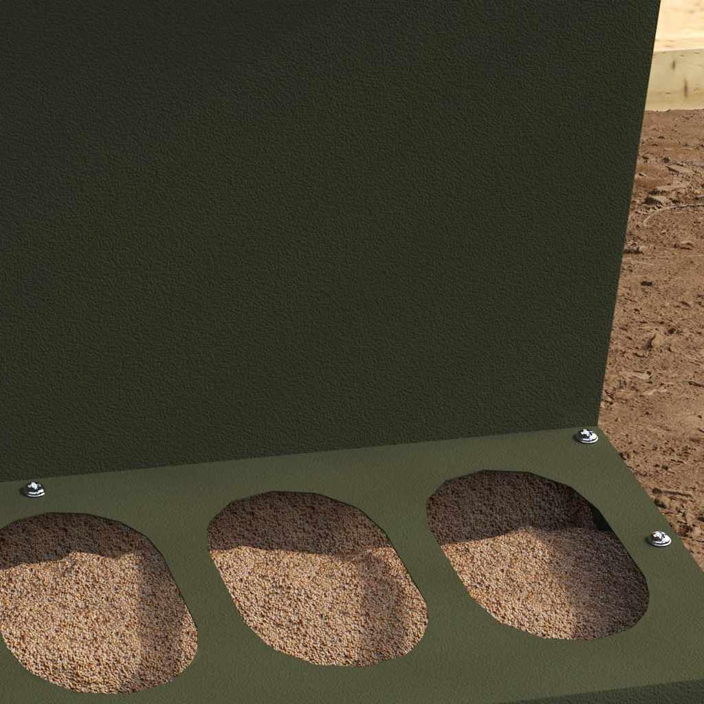 Comedero para pollos verde oliva de acero laminado en frío, 40 x 40 x 45 cm, resistente a la intemperie, para interior y exterior, con 5 kg de capacidad, práctico comedero, diseño estable