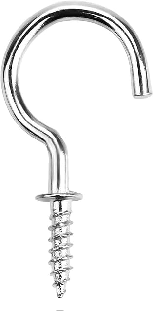 ANTERAT 50 Pcs Screw-in Ceiling Hooks Nickel Plated Metal Cup Hooks 1 inch, Silver