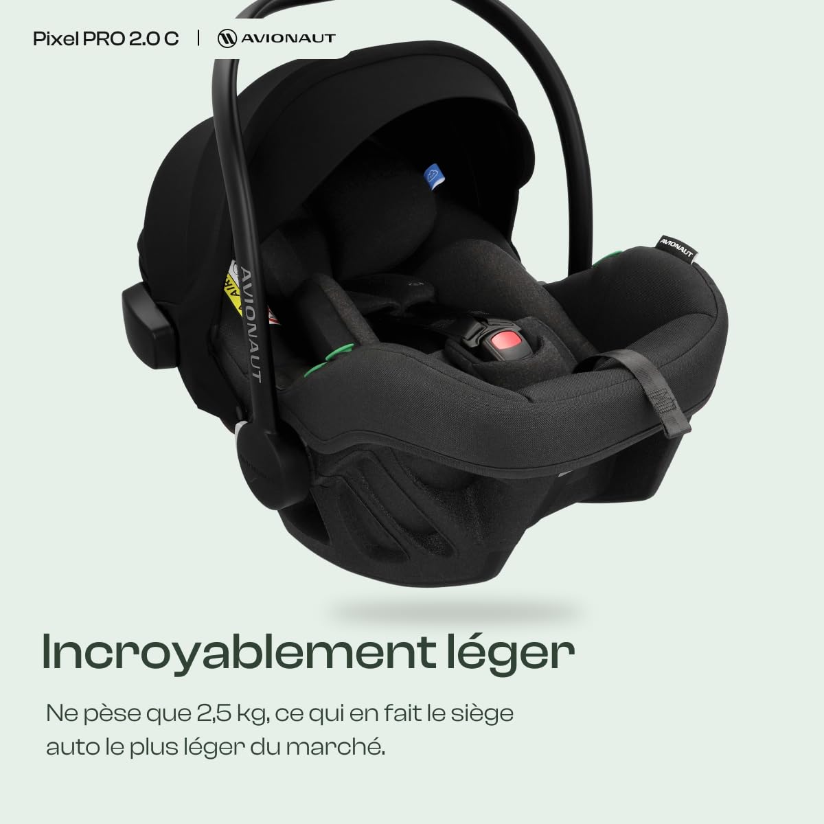 Avionaut Pixel Pro 2.0 C Siège Auto Bébé Groupe 0+ (0–13 kg, 40–86 cm)– Le Plus Léger du Marché, Ergonomique, Certifié AGR, Compatible ISOFIX (Beige)
