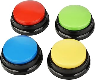Holwim Dog Buttons for Communication Training, 30s Recordable Dog Buzzers, 4 Color Dog Talking Button Set, Voice Recording Button, Buzzer with Multi-Functional Usage Scenarios