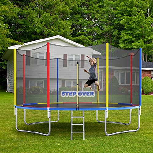Image of STEP OVER 6FT,8FT,10FT,12FT, 14FT, 16FT Trampoline (10FEET) for Kids |Adults || Indoor |Outdoor (Supports Upto 185kgs)||Enclosure net and Poles Safety Pad Jumping Mat ||Heavy Duty||2026 Edition