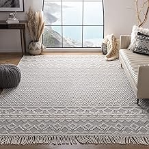 SAFAVIEH Area Rug 8x10 - Natura Collection - Large - Ivory & Grey, Handmade Wool, Ideal for Living Room, Bedroom, Dining Space NAT351A