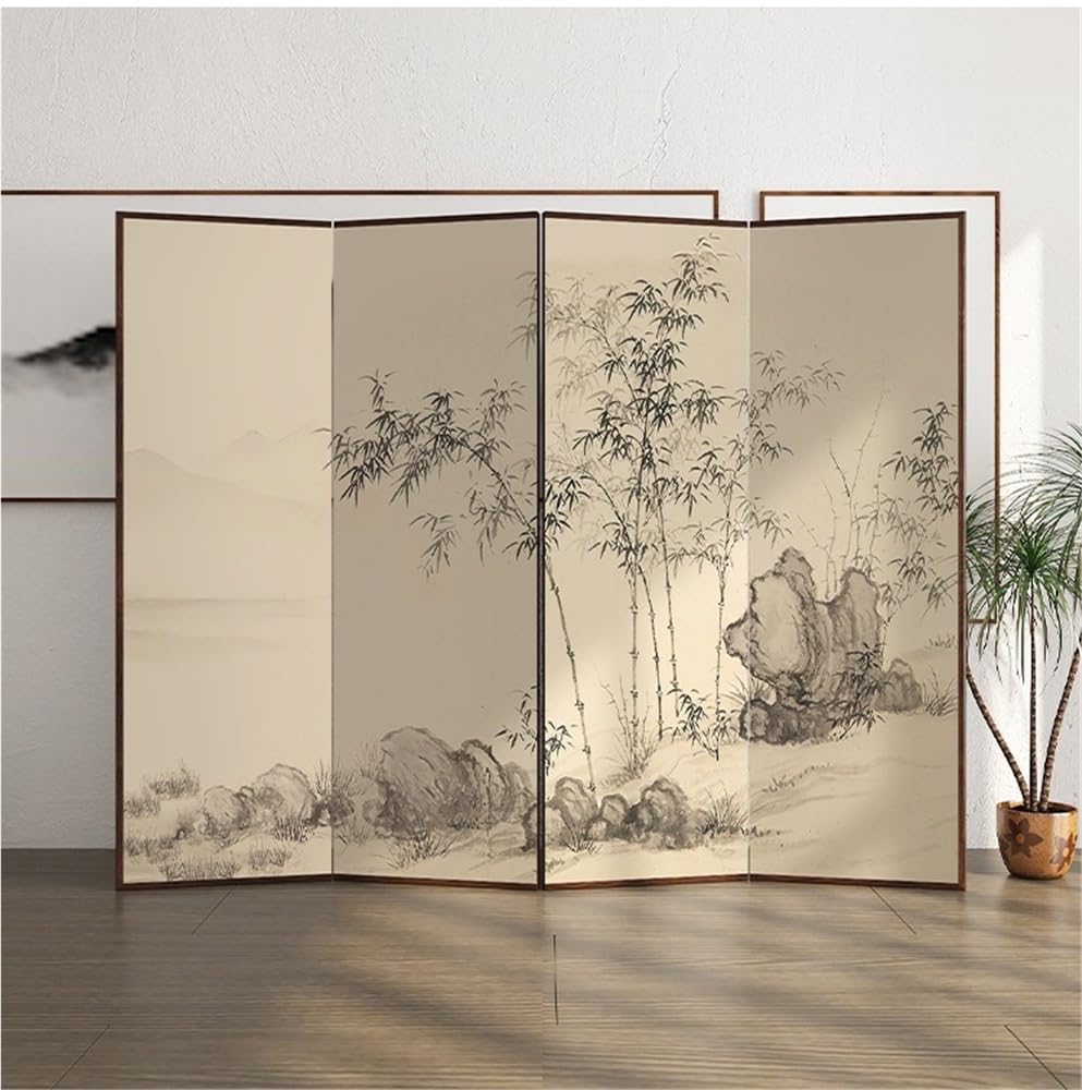Paravent-Interieur Retro Chinesische Paravent-Partition Büro Wohnzimmer Hintergrundwand Home Abschirmung Hotel Einfacher Bambus-Faltschirm