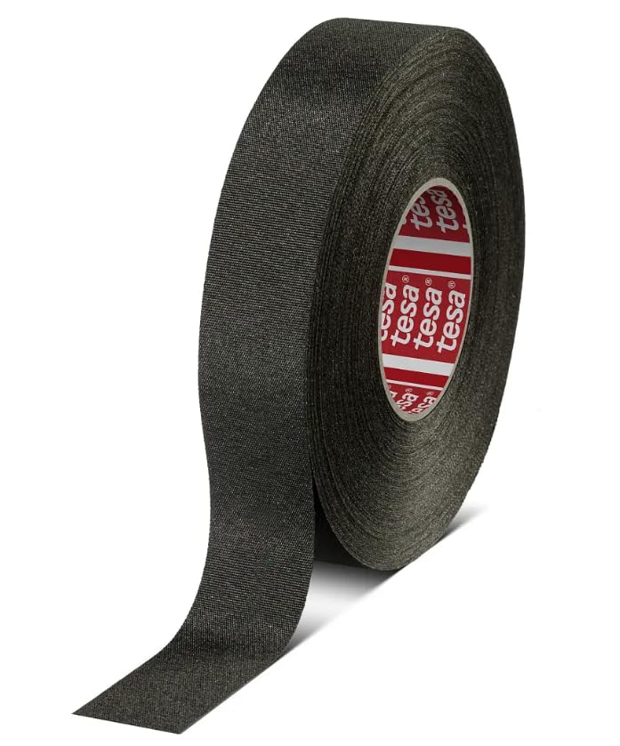 Image of 15 Tesa 51036 PET Cloth High Heat Electrical Tape for Wire Harness, Cables for Automotive Engine, Protect Against High Temperature, Abrasion, Chemical & Fluid | Flame Retardant | Black